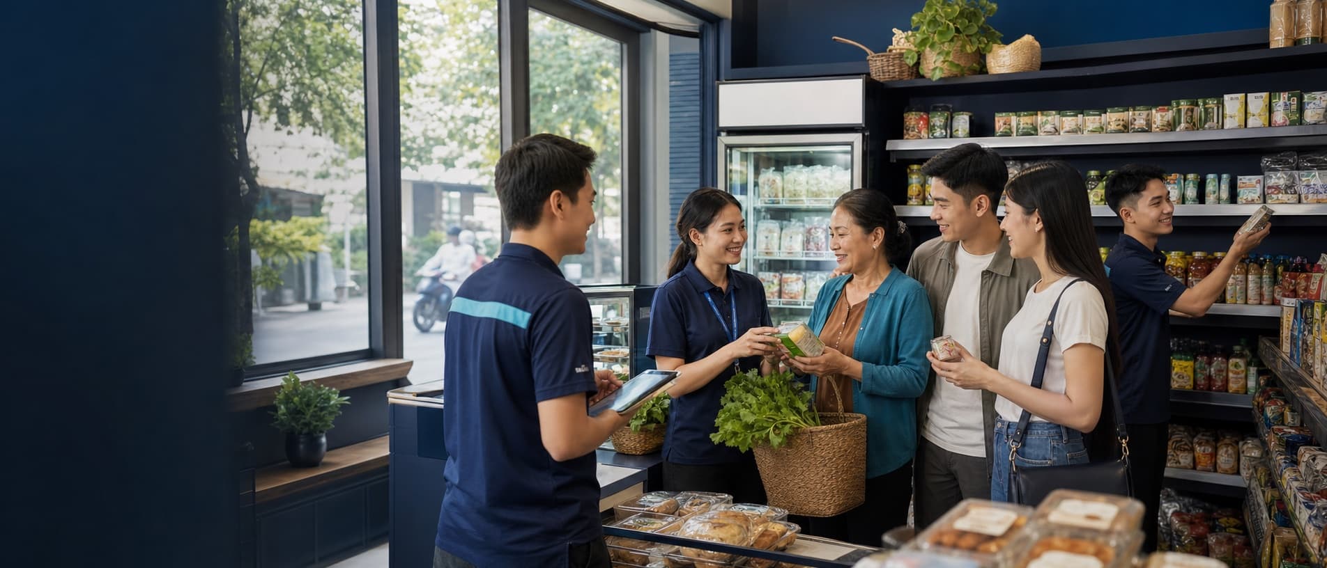Đội ngũ MFC Market trong không gian cửa hàng
