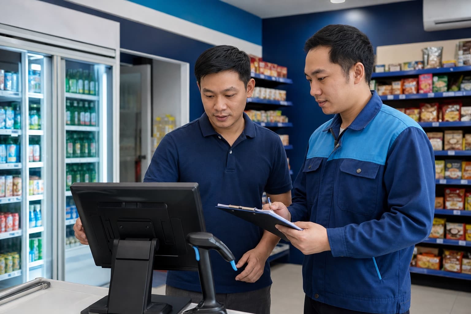 Đội ngũ nghiệm thu hạ tầng và thiết bị cửa hàng